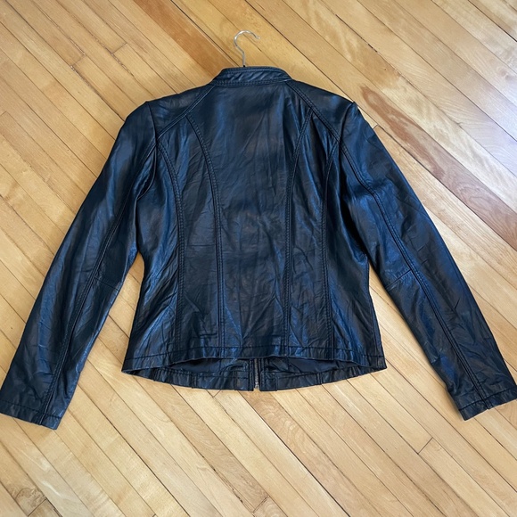 MICHAEL KORS Genuine Leather Moto Jacket Coat Tabbed Collar Y2K Boho Streetware - Picture 8 of 16